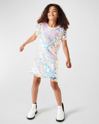 Girl's Multicolor Sequin Shift Dress, Size 7-16