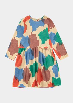 Girl's Multicolor Spot Pattern Dress, Size 2-13