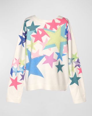 Girl's Multicolor Star-Print Sweater, Size 2T-6