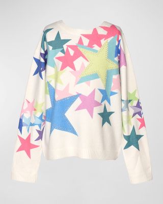 Girl's Multicolor Star-Print Sweater, Size 7-14