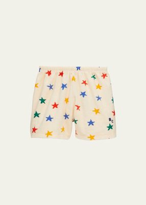Girl's Multicolor Stars Terry Shorts, Size 6M-24M