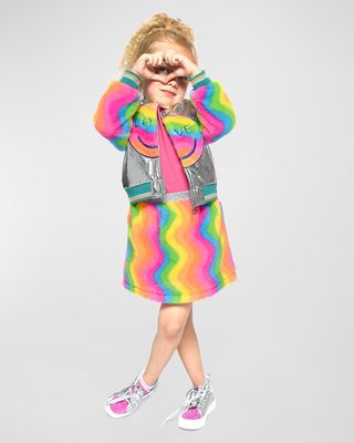 Girl's Multicolor Swirl Faux Fur Skirt, Size 2T-6X