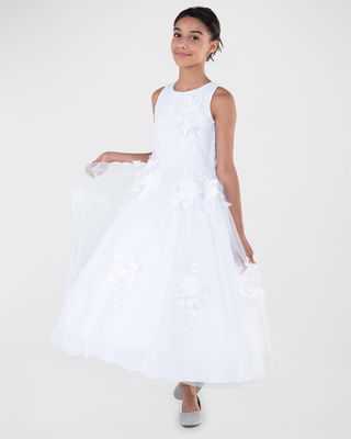 Girl's Nancy Sleeveless Tulle Overlay Dress, Size 4-12