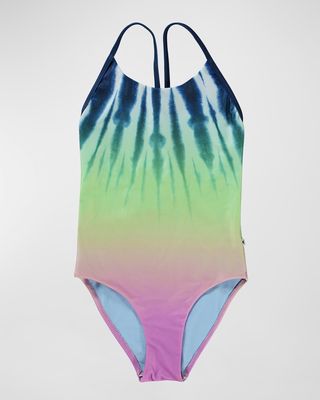 Girl's Nanna Tie Dye-Print One-Piece Swimsuit, Size 8-16