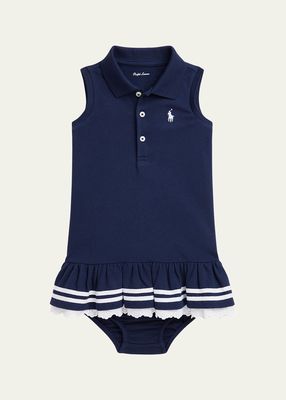 Girl's Nautical-Inspired Polo Dress, Size 3M-24M