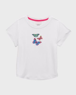 Girl's Neon Butterflies Graphic T-Shirt, Size 4-6