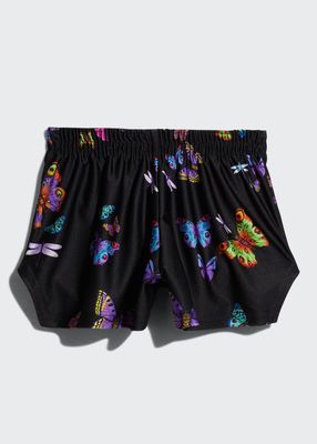 Girl's Neon Butterflies Shorts, Size 7-16