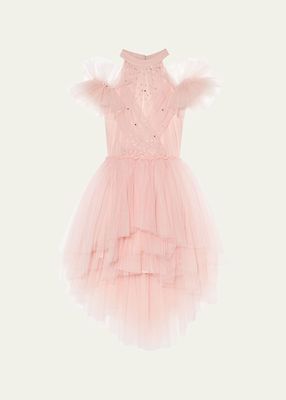 Girl's New York Ruffled Embellished Halter Dress, Size 14