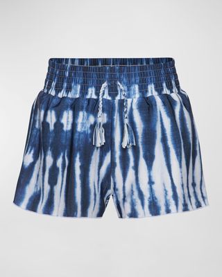 Girl's Nicci UPF 50 Tie Dye-Print Swim Shorts, Size 7-16