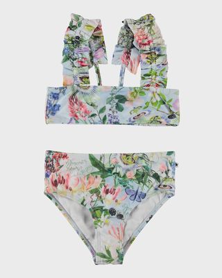 Girl's Nice Floral-Print Two-Piece Swimsuit, Size 3T-6