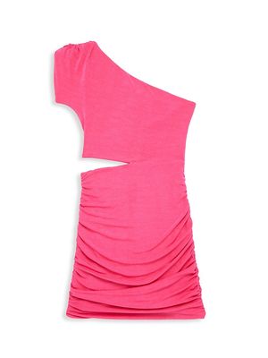 Girl's Olga One-Shoulder Cut-Out Ruched Dress - Pink - Size 8 - Pink - Size 8