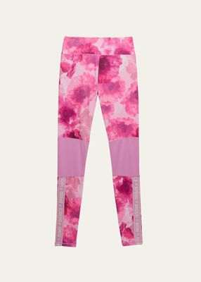 Girl's Olympia Floral-Print Sports Leggings, Size 7-14