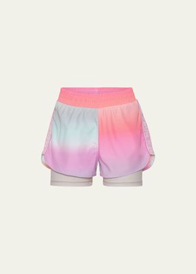 Girl's Omari Activewear Ombre-Print Shorts, Size 7-14