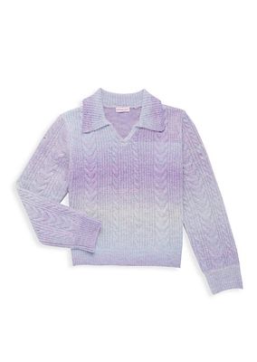 Girl's Ombré Cable-Knit Sweater