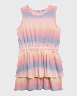 Girl's Ombre Spray Tiered Dress, Size 7-14