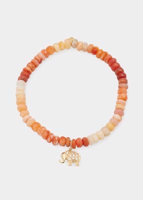 Girl's Opal Beaded Elephant Pave Bracelet