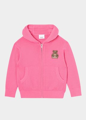 Girl's Otto Cashmere Silicone Patch Hoodie, Size 3-14