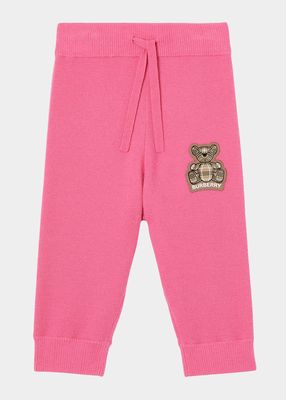 Girl's Otto Silicone Bear Patch Joggers, Size 6M-2