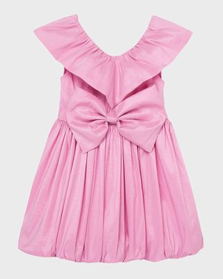 Girl's Oversized Bow A-Line Dress, Size 2-6
