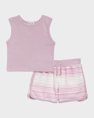 Girl's Painterly Shorts Set, Size 2-6