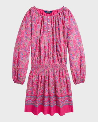 Girl's Paisley Cotton Batiste Dress, Size 7-16