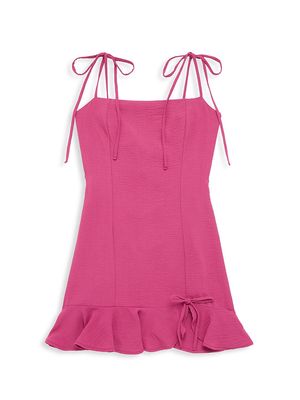 Girl's Paisley Tie-Back Ruffle Dress - Pink - Size 8 - Pink - Size 8