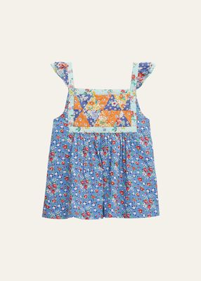 Girl's Patchwork-Print Floral Top, Size 4-6X