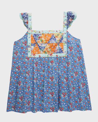 Girl's Patchwork-Print Floral Top, Size 7-16