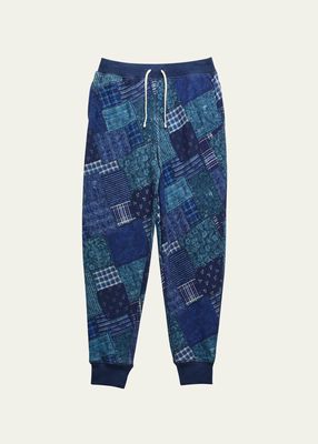 Girl's Patchwork-Print Joggers, Size S-XL