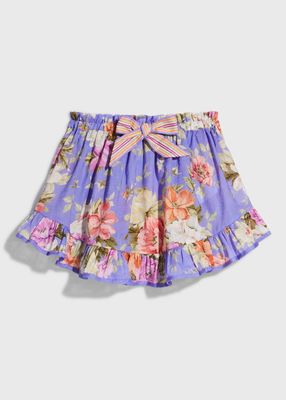 Girl's Pattie Ruffle Floral Skirt, Size 1-10