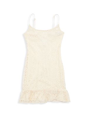 Girl's Peyton Lace Ruffle Dress - White - Size 8 - White - Size 8
