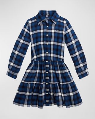 Girl's Plaid-Print Shirtdress, Size 2-6X