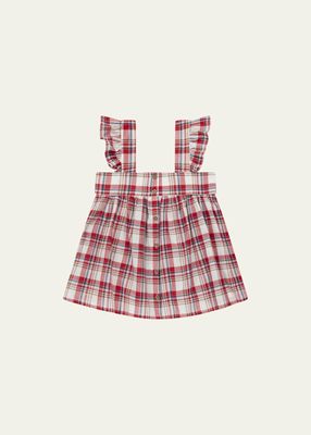 Girl's Plaid-Print Sleeveless Top, Size 4-12