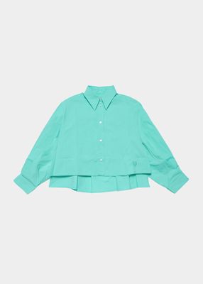 Girl's Pleated Button Down Shirt, Size 6-16