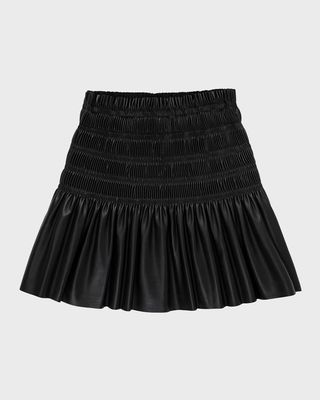 Girl's Pleated Faux Leather Skirt, Size 7-16