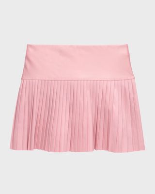 Girl's Pleated Pleather Skort, Size S-XL