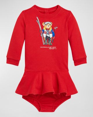 Girl's Polo Bear Dress W/ Bloomers, Size 6M-24M
