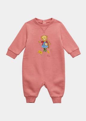 Girl's Polo Bear Graphic Coverall, Size 3M-9M