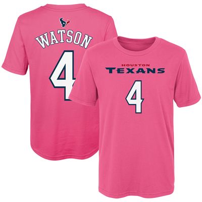 Girls Preschool Deshaun Watson Pink Houston Texans Player Mainliner Name & Number T-Shirt