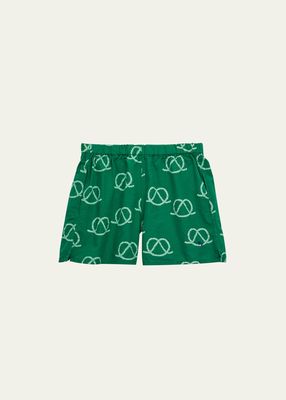 Girl's Pretzel Rope-Print Shorts, Size 2-13