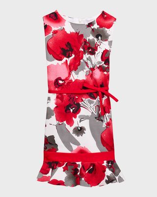 Girl's Printed Bow Dress, Size 7-14