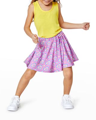 Girl's Psychedelic Heart Skater Skirt, Size 4-6X