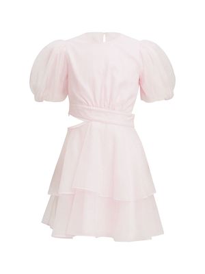 Girl's Puff Sleeve Cut-Out Dress - Bliss Pink - Size 10