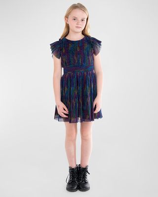 Girl's Rae Rainbow Pleated A-Line Dress, Size 7-16