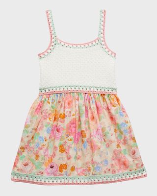 Girl's Raie Knit Top Woven Floral Dress, Size 2-10