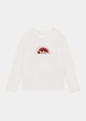 Girl's Rainbow Logo Long-Sleeve T-Shirt, Size 6-14