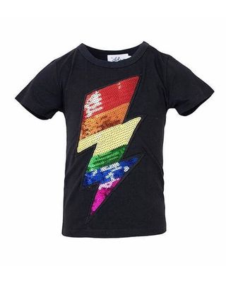 Girl's Rainbow Sequined Lightning Bolt T-Shirt, Size 2-14