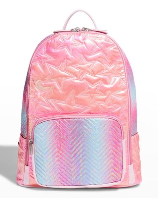 Girl's Rainbow Star-Print Chevron Backpack
