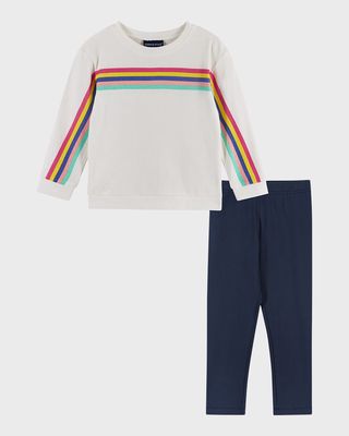 Girl's Rainbow Sweater And Leggings Set, Size 2-6X