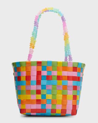 Girl's Rainbow Woven Gummy Handle Bag